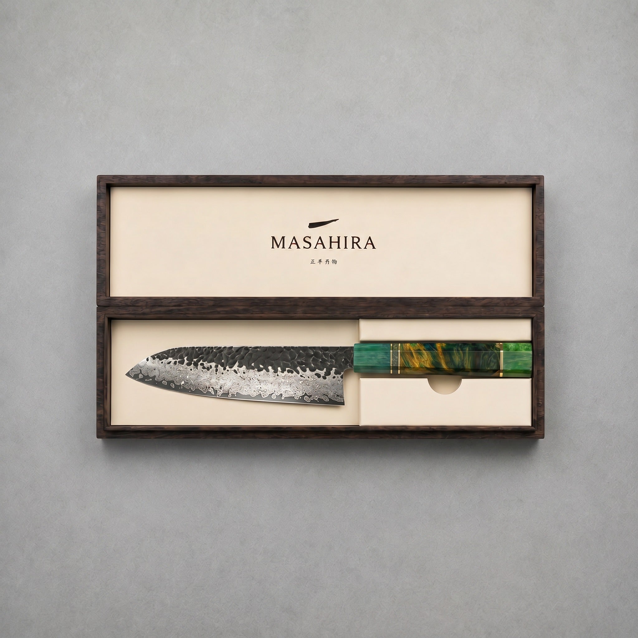 Masahira Hand-Forged 67-Layer Damascus Santoku Knife (7 in)