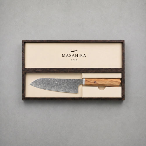 Masahira 67-Layer Damascus Santoku Knife