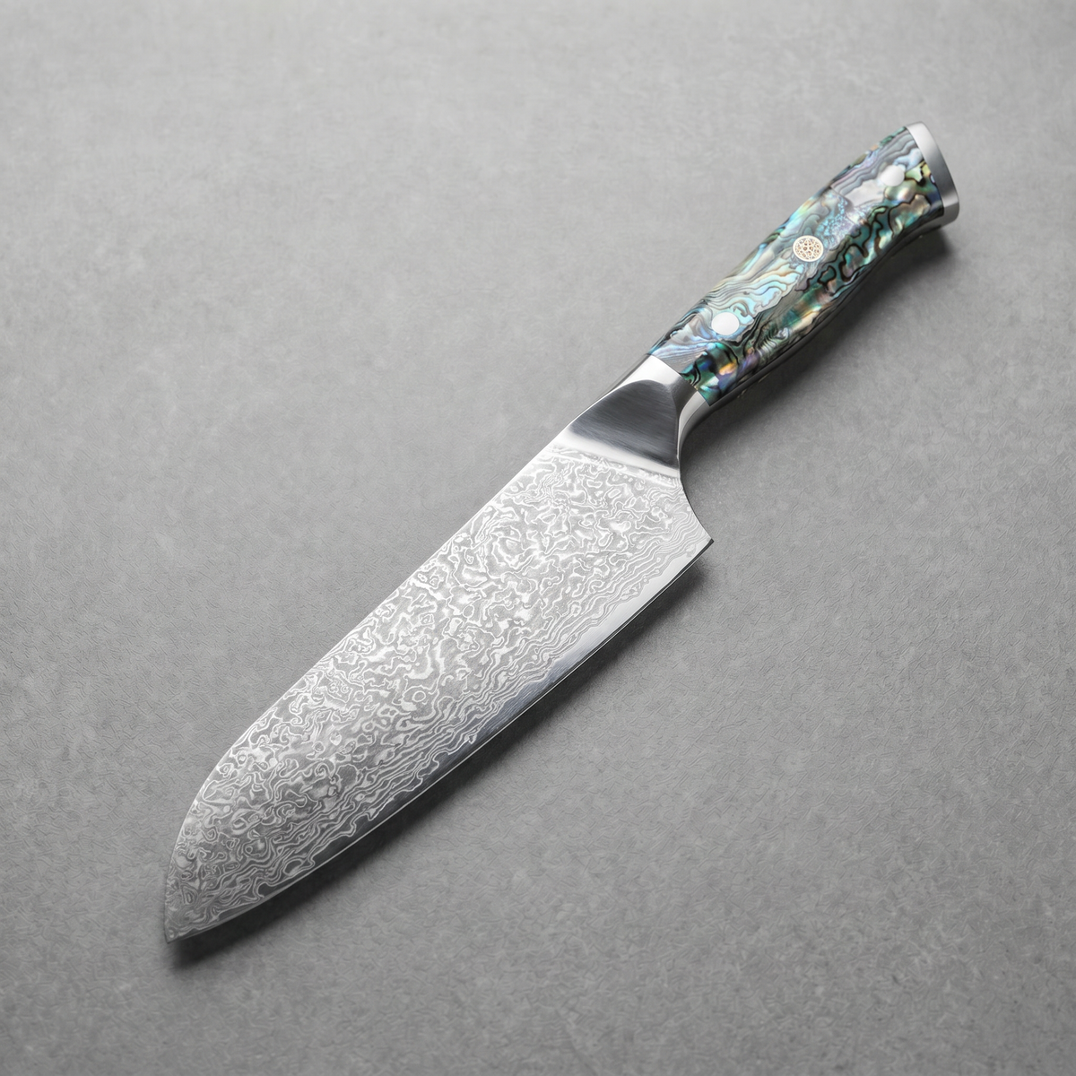 Masahira 67-Layer Abalone Damascus Santoku Knife