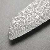 Masahira Damascus Santoku Knife — 10Cr15CoMov Core, Sycamore Handle (7.1 in)