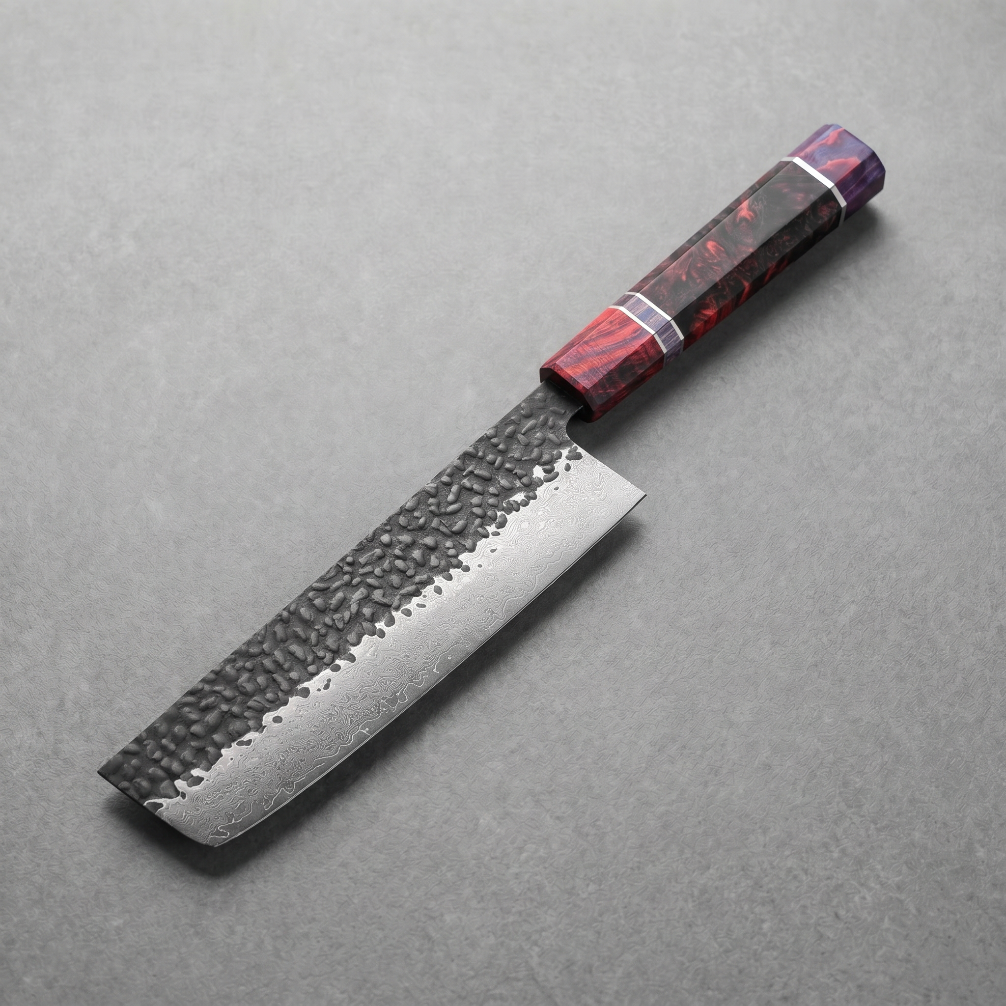 Masahira Damascus Stabilized-Wood Nakiri Knife