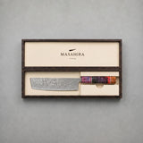 Masahira Damascus Nakiri Vegetable Knife — High-Carbon Core, Stabilized Wood Handle