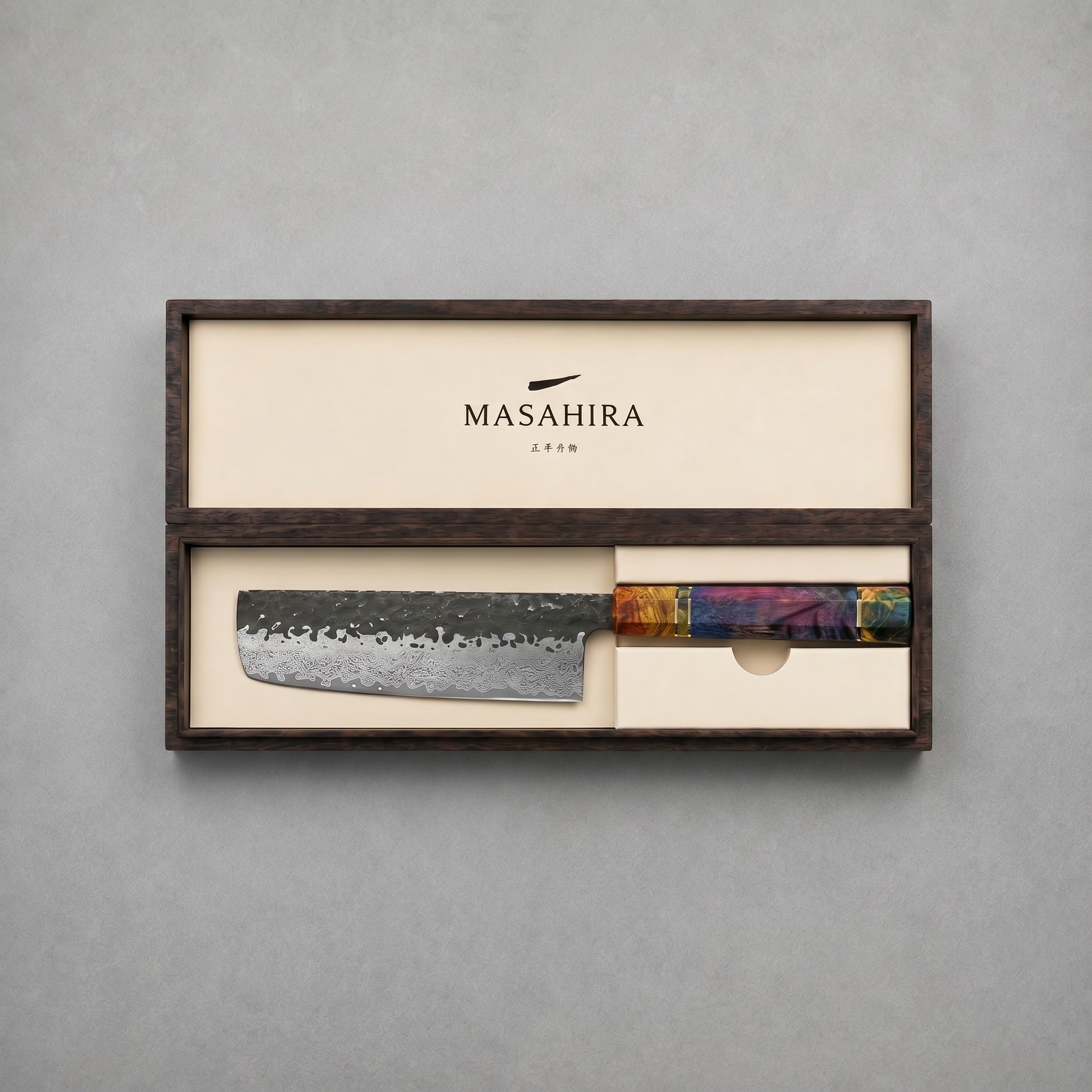 Masahira Hand-Forged 67-Layer Damascus Nakiri Knife