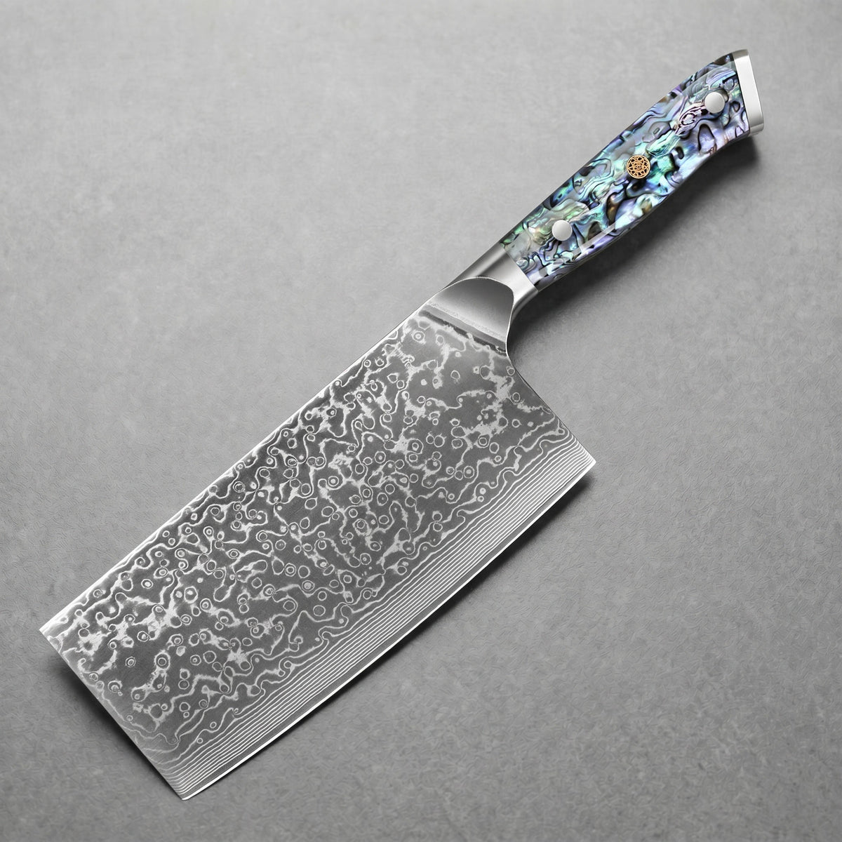 Masahira Abalone Damascus Cleaver Knife
