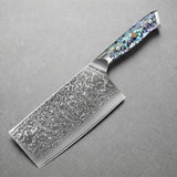 Masahira Abalone Damascus Cleaver Knife