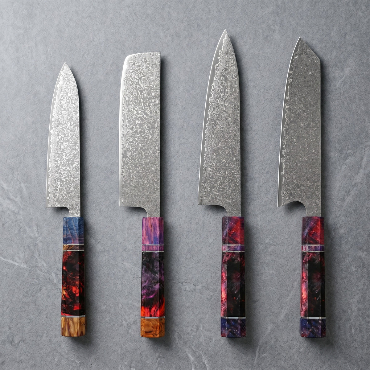 Masahira Kaede Knife Set — Damascus