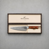 Masahira Damascus Santoku Knife — Rosewood Handle (8 in)