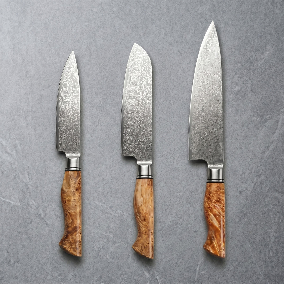 Masahira Arashi Knife Set — 67-Layer Damascus
