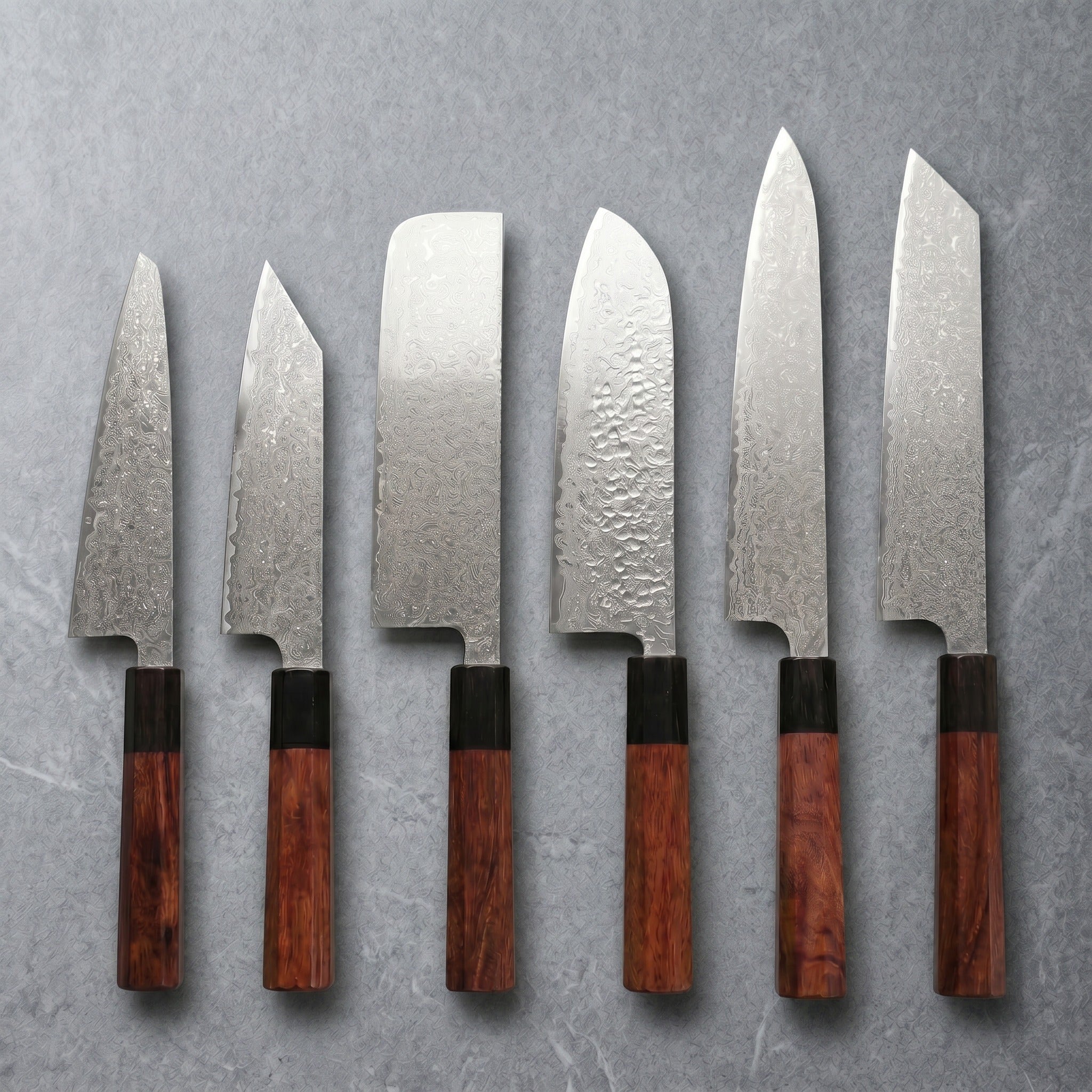 Masahira Take Knife Set — Hand-Forged Damascus